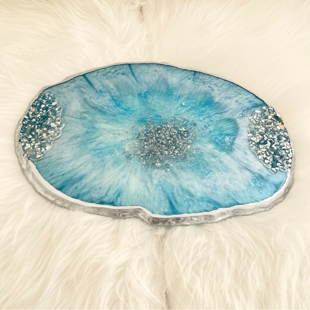 Blue and Silver Decorative Resin Tray
